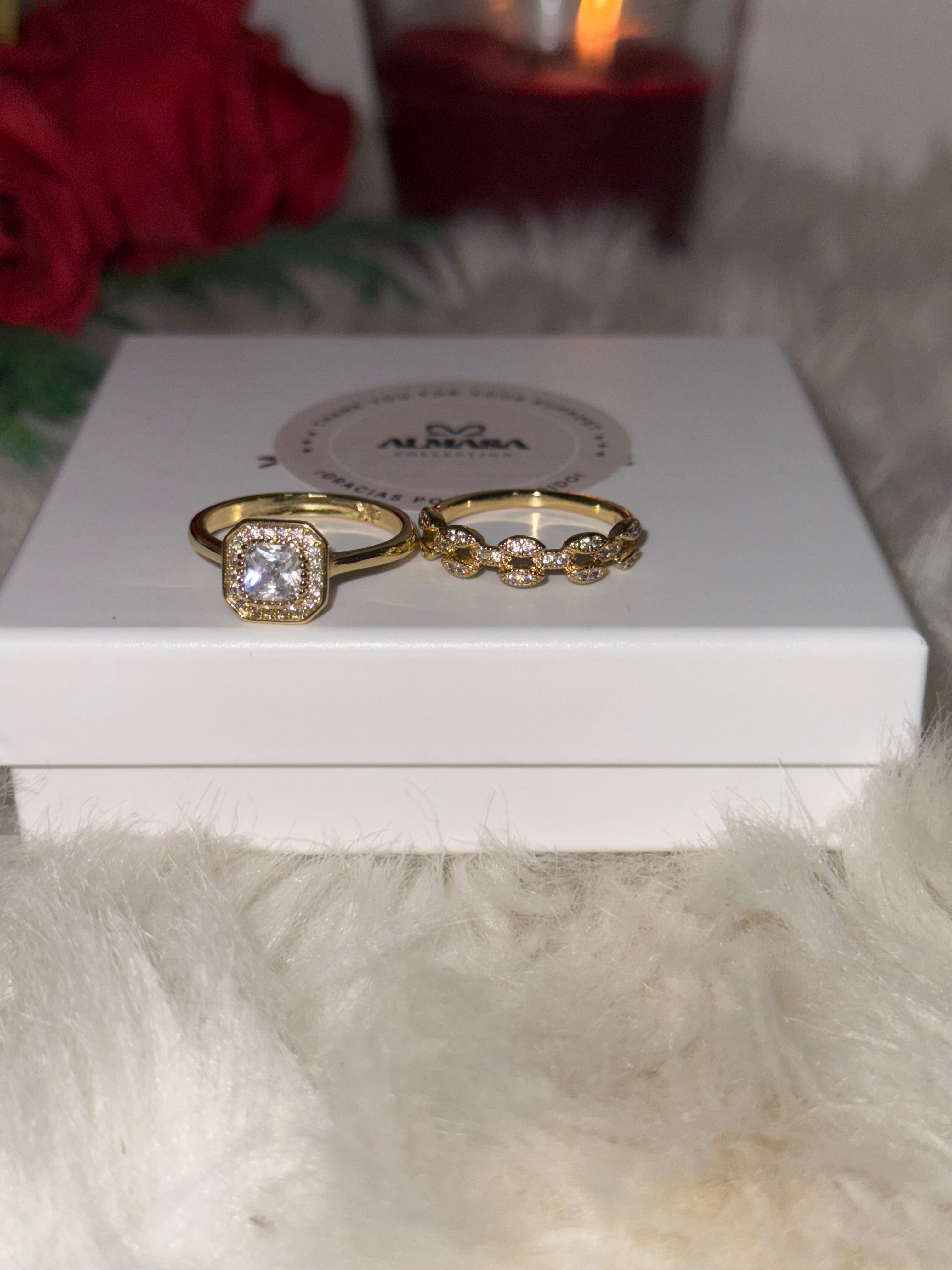 Anillos de Pareja en Acero Inoxidable con Zirconia – Set de Matrimonio